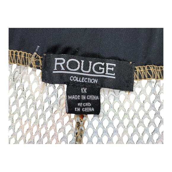 Rouge Mesh Floral Bell Bottom Pants Set Tie Front Crop Top Boho‎ Women's Size 1X - Picture 11 of 13